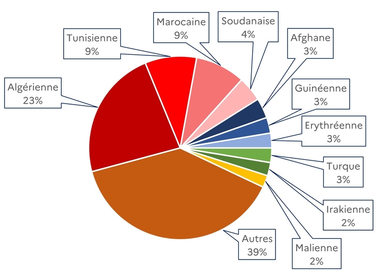 2.3 Répartition par nationalité des interpellations réalisées en 2024