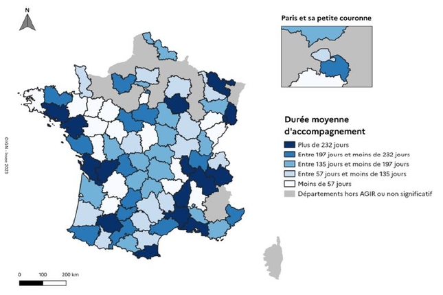 Figure 3 Durée moyenne d accompagnement des bénéficiaires par département
