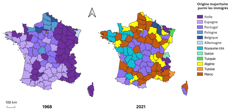 Figure 4 - Origine des immigrés la plus présente par département