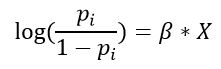 log(pi/(1-pi ))=β*X