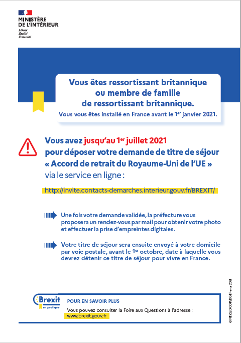 Vous êtes ressortissants britanniques installés en France avant le 1er janvier 2021