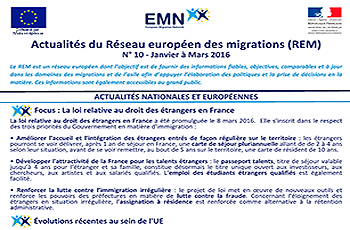 Actualités du Réseau européen des migrations n°10 - Janvier-Mars 2016