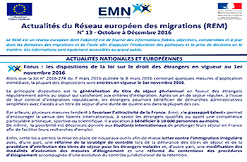 Actualités du Réseau européen des migrations n°13 - Octobre-Décembre 2016