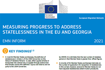 Illustration Note de synthèse : Mesurer les progrès réalisés en matière de lutte contre l’apatridie dans l’UE et en Géorgie
